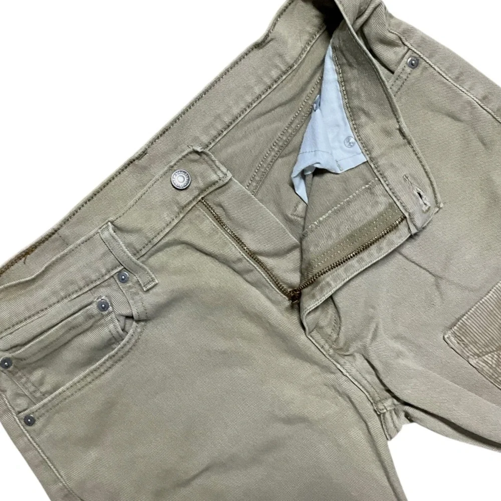 🪚 Levi’s 502 Custom Distressed Cut-Off Shorts Tan 34x34‎ Grunge Workwear Vibe